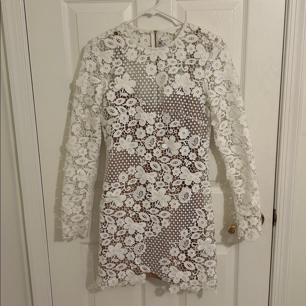 Self-Portrait 3D White Floral Guipure Lace Mini Dress New Size 4 - Picture 5 of 15